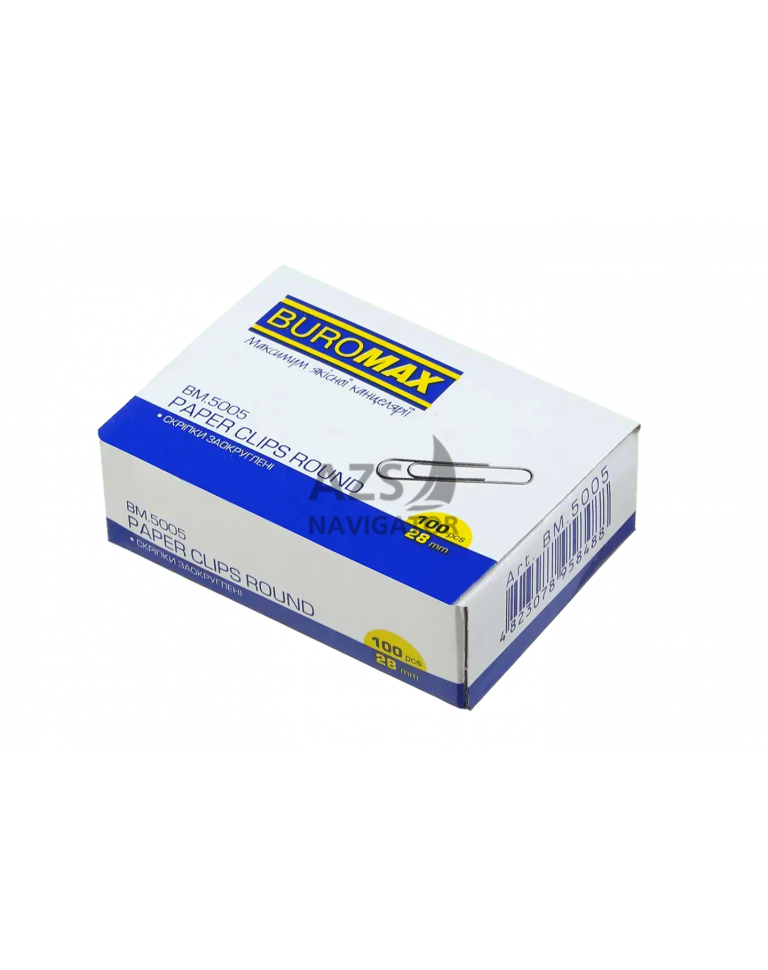 Скріпки 28 мм (100 шт) кругл.нікельов. Buromax