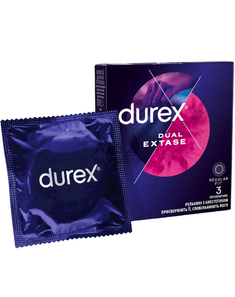 Презервативи латексні зі змазкою Durex №3 Dual Extase